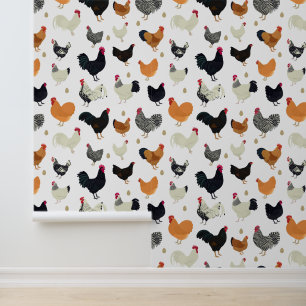 Many Chickens Design Wallpaper