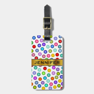 Many Colourful Circles + Custom Name Luggage Tag