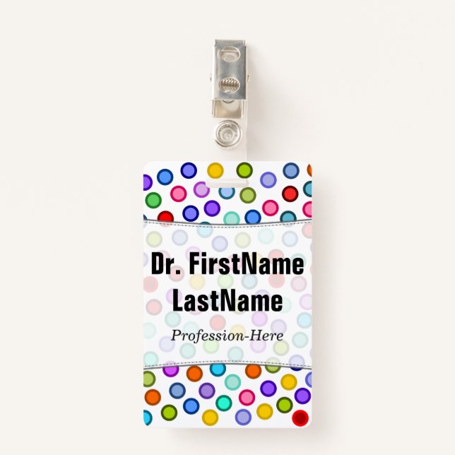 Many Colourful Circles; Personalised Name Badge ID Badge (Front with Clip)