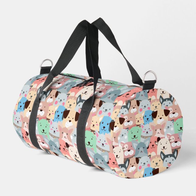 Many Colourful Dogs All-Over Print Duffel Bag  (Left Corner)
