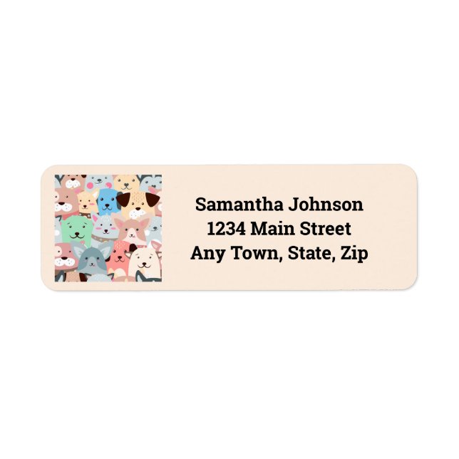 Many Colourful Dogs Design Return Address Label (Front)