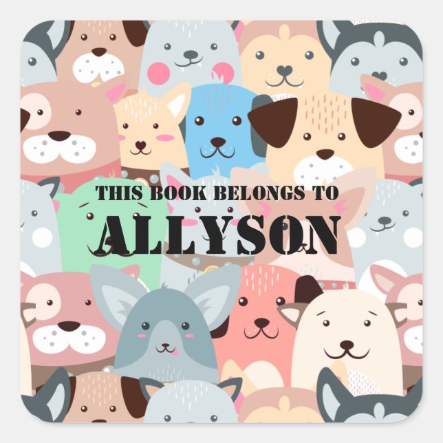 Many Colourful Dogs Design Square Sticker (Front)