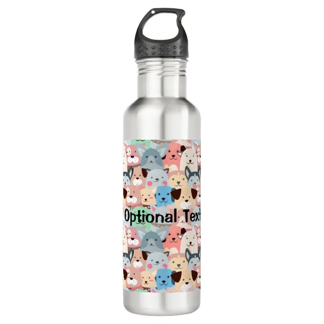 Many Colourful Dogs Design Water Bottle (Front)