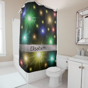 many colourful glowing festive lights shower curta shower curtain