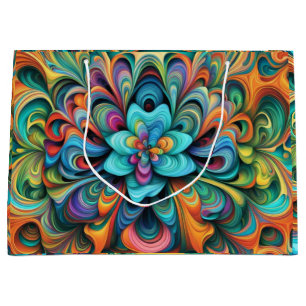 Many Colours Flower Abstract Design Large Gift Bag