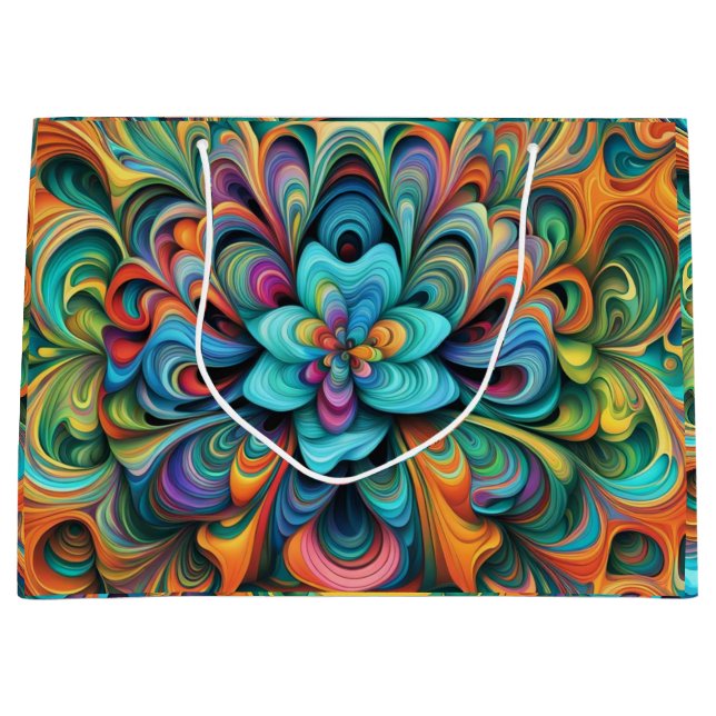 Many Colours Flower Abstract Design Large Gift Bag (Front)