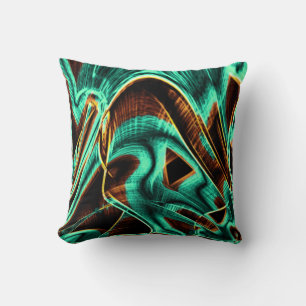 Many crooked aquamarine and coffee grooves cushion