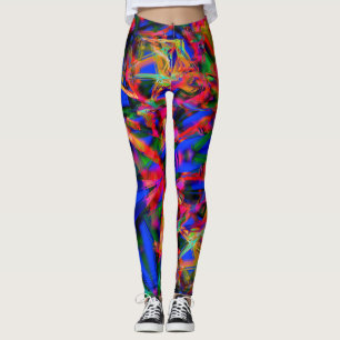 Many crooked squares with colourful 'brushstrokes' leggings