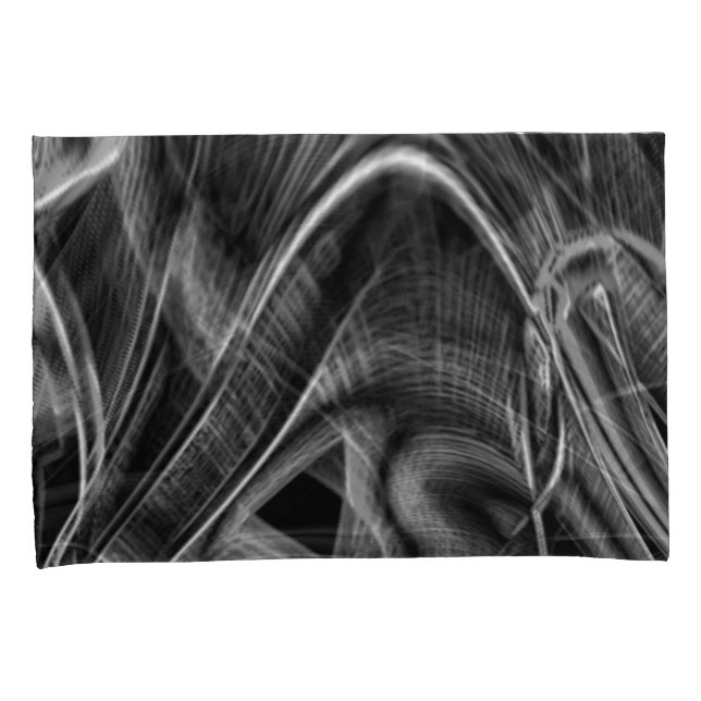 Many crooked with grey grooves on black background pillowcase (Front-Right)