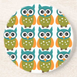 Many Cute and Colourful Owls Pattern Coaster