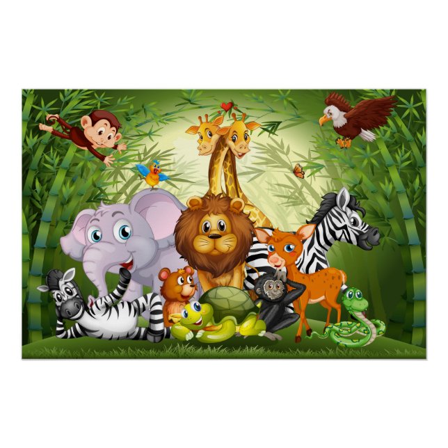 Many Cute Animals Bamboo Forest Poster (Front)