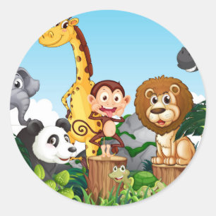 Many Cute Animals in the Forest  Classic Round Sticker