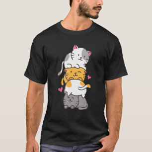 Many Cute Cats Playing Round Puzzle Cat-mum T-Shirt