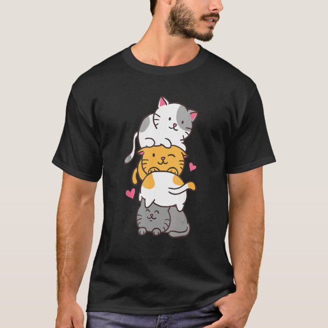 Many Cute Cats Playing Round Puzzle Cat-mum T-Shirt (Front)
