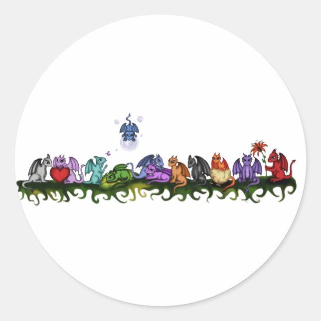 many cute Dragons Classic Round Sticker (Front)