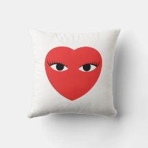 Many Cute Red Hearts with Eyes on White