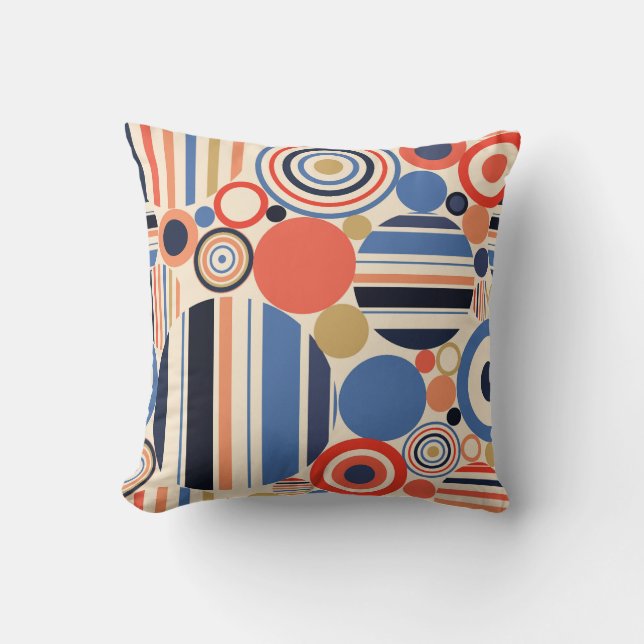 Many Different Styles of Circles and Lines Cushion (Front)