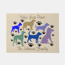 Many Dogs & Paws Door Mat