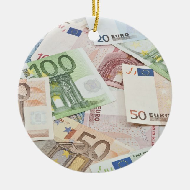 Many Euro banknotes Ceramic Tree Decoration (Front)