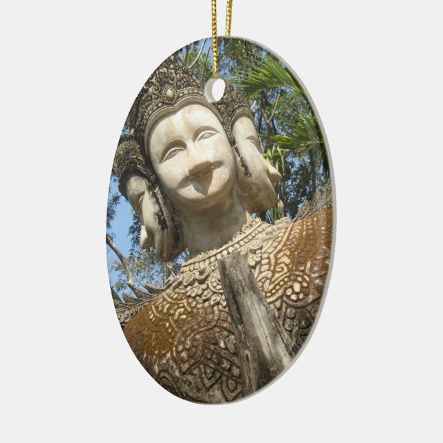 Many Face Wai ... Nong Khai, Isaan, Thailand Ceramic Tree Decoration (Left)