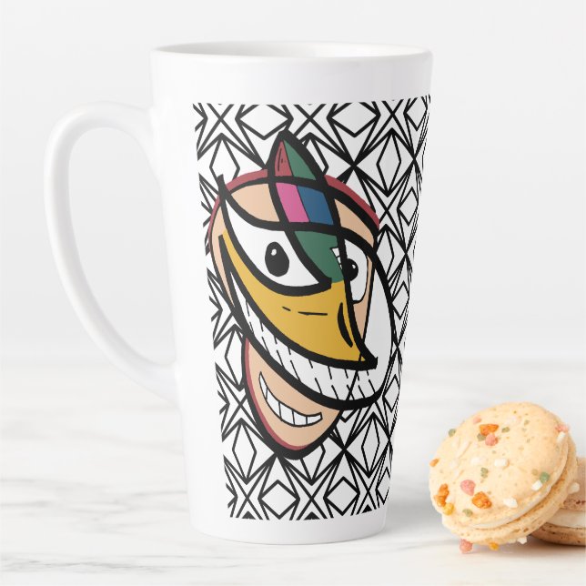 Many faces (optical illusion) latte mug (In Situ)