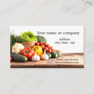 Many fresh vegetables business card