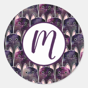 Many Galaxy Cats Pattern Classic Round Sticker