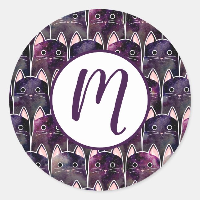 Many Galaxy Cats Pattern Classic Round Sticker (Front)