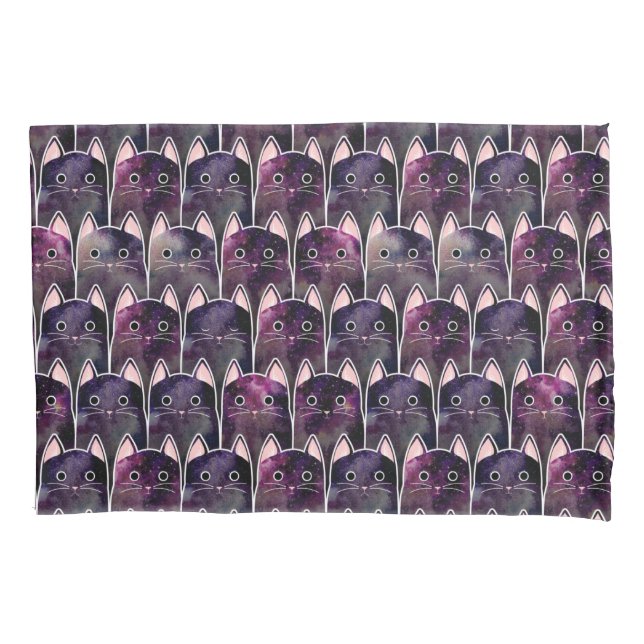Many Galaxy Cats Pattern Pillowcase (Front)