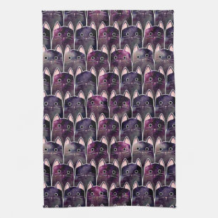 Many Galaxy Cats Pattern Tea Towel