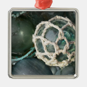 Many glass fishing floats, Alaska Metal Tree Decoration