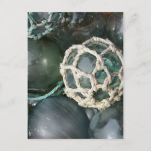 Many glass fishing floats, Alaska Postcard