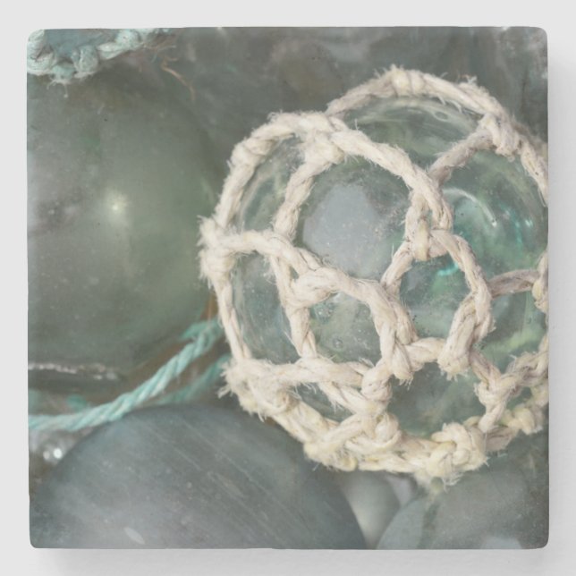 Many glass fishing floats, Alaska Stone Coaster (Front)