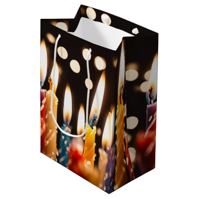 Many Glowing Birthday Candles  Medium Gift Bag (Front Angled)