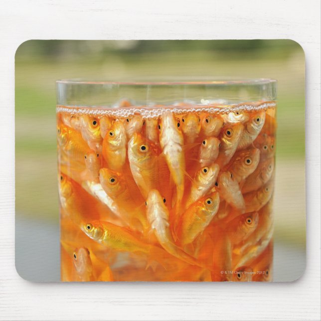Many goldfish which are in the glass container mouse mat (Front)