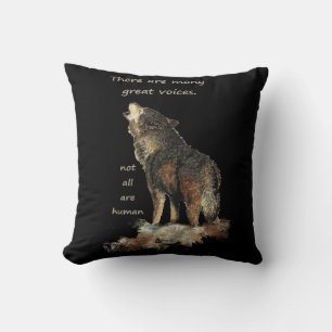 Many great voices Inspirational Wolf Quote Cushion