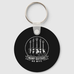 Many Guitars One Wife Funny For Men Women  Key Ring