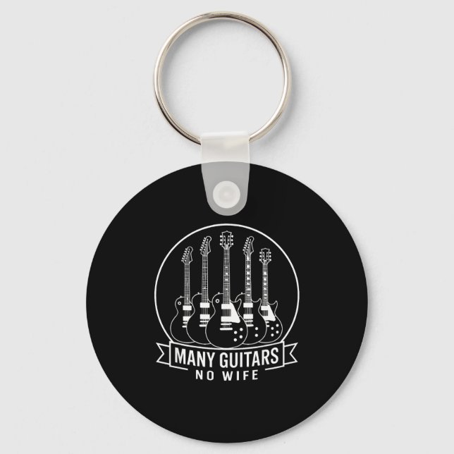 Many Guitars One Wife Funny For Men Women  Key Ring (Front)