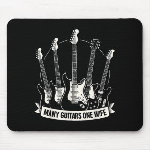 Many Guitars One Wife Funny Musician Guitarist Hum Mouse Mat