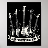 Many Guitars One Wife Funny Musician Guitarist Hum