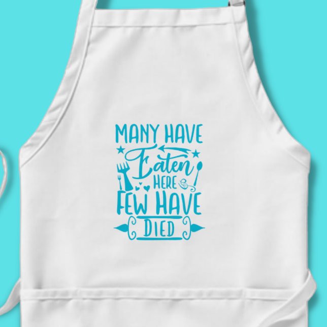 Many have eaten here funny kitchen sayings humour standard apron (Creator Uploaded)