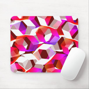 Many hexagons coloured, on dark red background mouse mat