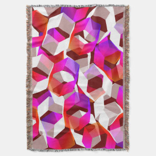 Many hexagons coloured, on dark red background throw blanket