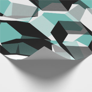 Many hexagons with colorless parts, on light teal wrapping paper