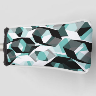 Many hexagons with colourless parts, on light teal golf head cover