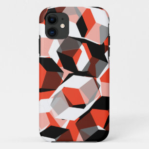 Many hexagons with discolored parts, in light red iPhone 11 case