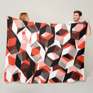 Many hexagons with discoloured parts, in light red fleece blanket