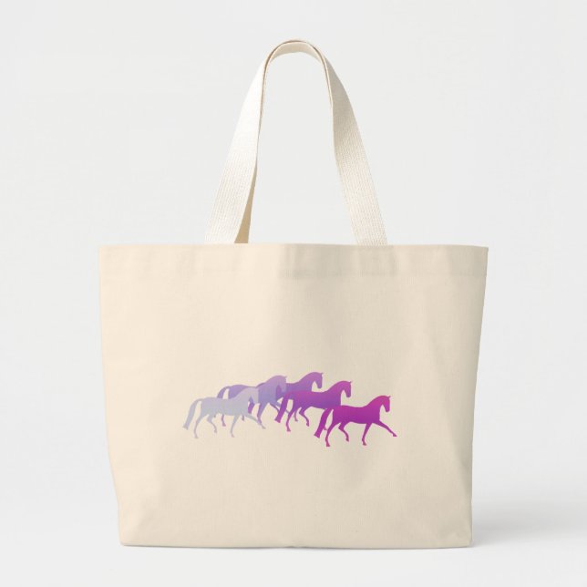 Many Horses (purples) Large Tote Bag (Front)