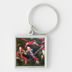 Many koi carp on the water surface  key ring