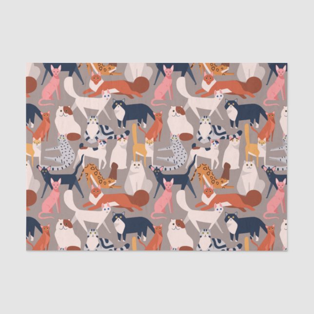 Many Many Cats - Cute Cat Lover  Tissue Paper (Front)